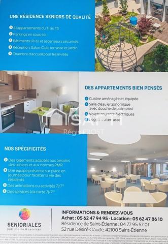 Appartement T2 De 46 m2 vendu loué dans une résidence Senioriales idéal investissement locatif