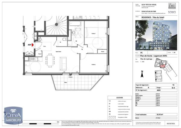 Appartement à louer 3 pièces 62.43m²