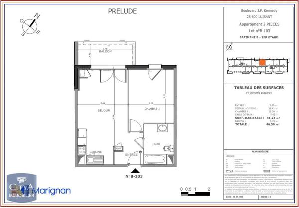 Appartement à louer 2 pièces 41.24m²