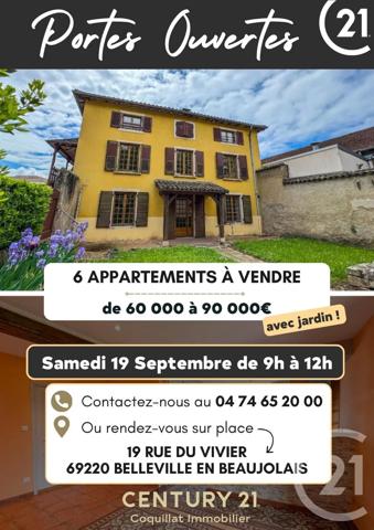 Appartement à vendre  2 pièces - 24,44 m 2   BELLEVILLE  - 69