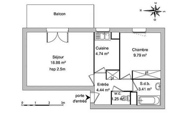 Appartement à vendre    2 pièces • 42,70 m2 Montpellier