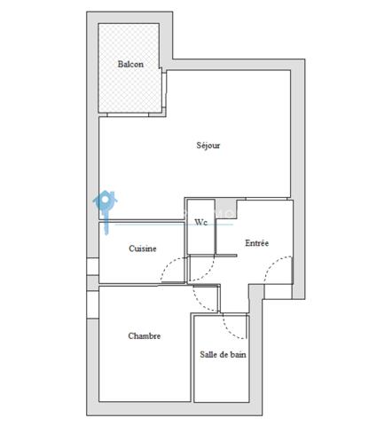Appartement 2 pièce(s) 1 chambre(s) 45 m²