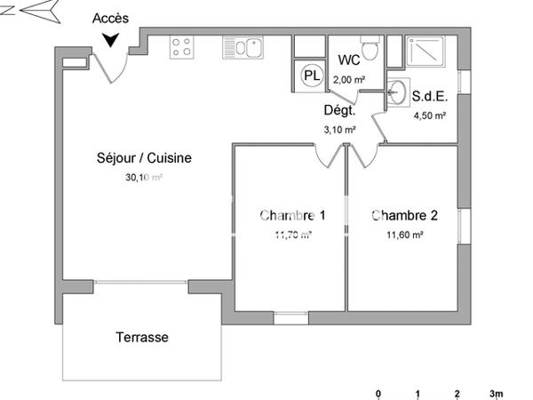 Location Appartement 3 pièces 63 m² - RIVES D'O BAT B Perpignan 66000