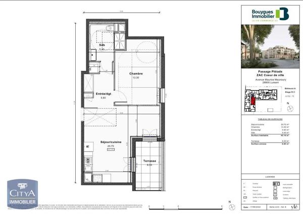 Appartement à louer 2 pièces 45.1m² Luisant (28600)