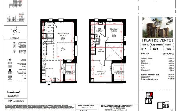 T3 Duplex dernier étage à vendre Quartier Belle Beille à ANGERS