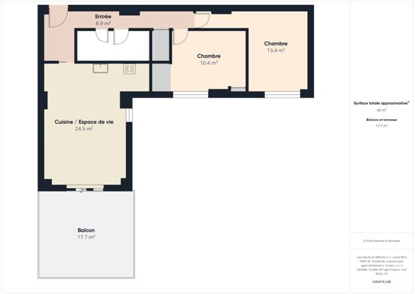 Appartement à vendre  3 pièces - 66 m2 TRAPPES - 78