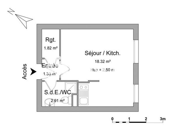 Location Studio 24.38 m² - 14 RUE MAURICE ROLLINAT Limoges 87000