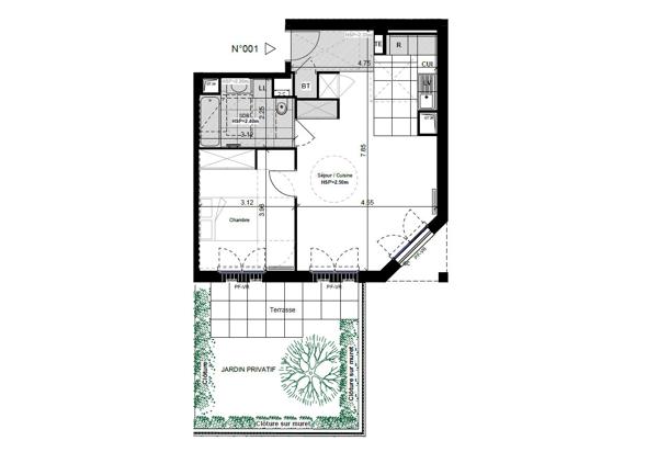 Appartement 2 pièces de 50.79 m² - Saint-Germain-en-Laye