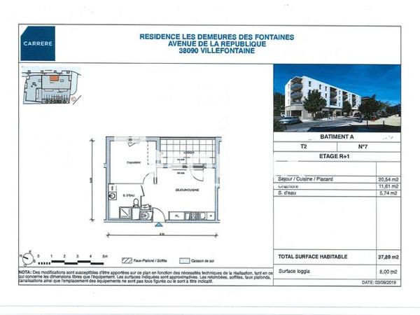 Location Appartement 2 pièces 37.89 m² - 186 AVENUE DE LA REPUBLIQUE Villefontaine 38090