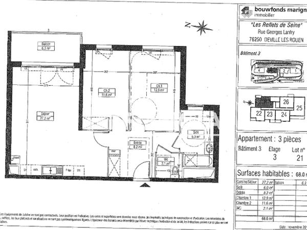 Location Appartement 3 pièces 68 m² - 6/8 RUE GEORGES LANFRY Deville-les-rouen 76250