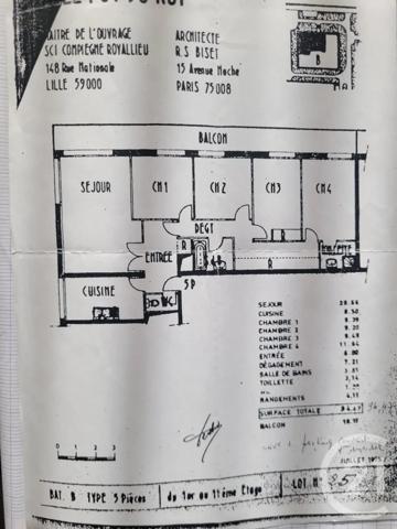 Appartement F5 à vendre  5 pièces - 94 m 2   COMPIEGNE  - 60