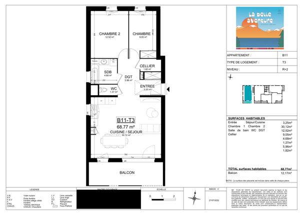 Appartement 3 pièces - 69 m²