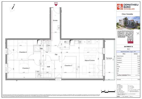 Appartement F3 à vendre  3 pièces - 57,76 m2 VENETTE - 60