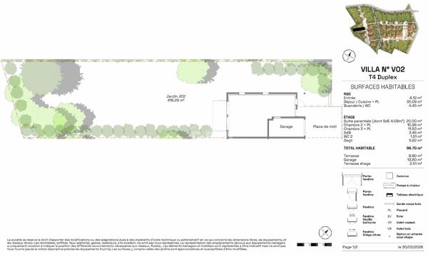 SEIGNOSSE BOURG - Villa T4 de 97m² avec jardin privatif de 417m²
