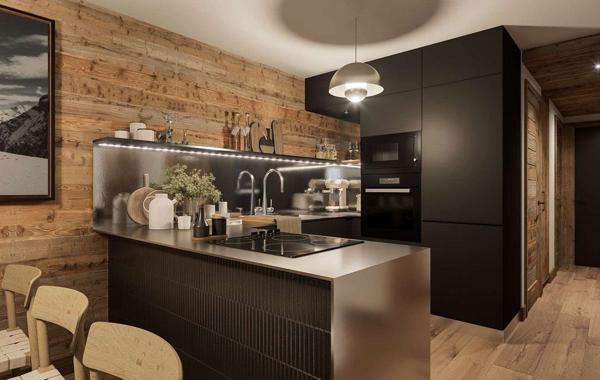 Duplex en dernier étage avec balcons dans un chalet haut-de-gamme