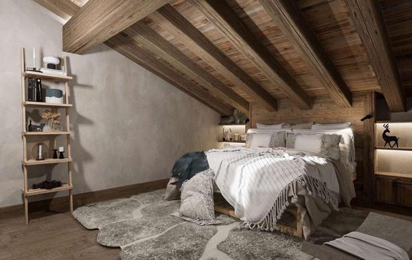 Duplex en dernier étage avec balcons dans un chalet haut-de-gamme