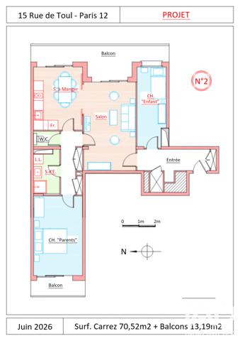 Appartement à vendre 3 pièces 71 m² Paris 12