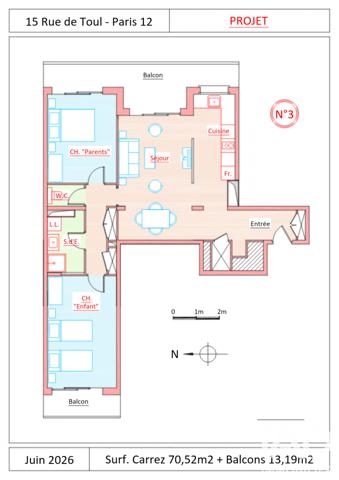 Appartement à vendre 3 pièces 71 m² Paris 12