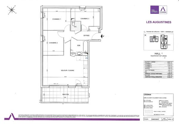 APPARTEMENT TYPE 4 PLEIN SUD + CAVE +PLACE DE PARKING INTERIEUR