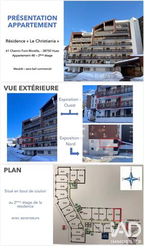 Studio à vendre 26 m² Huez