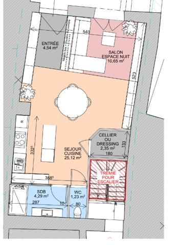 Appartement T2 ou T3 avec terrasse privative de 20m², centre Lambesc.