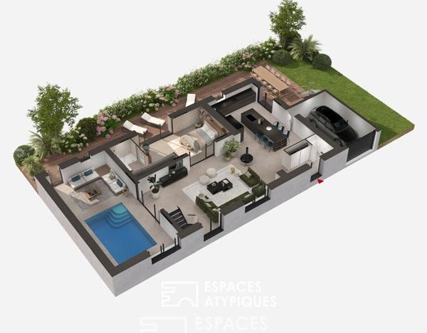 Loft contemporain face au Blavet avec piscine et toit-terrasse