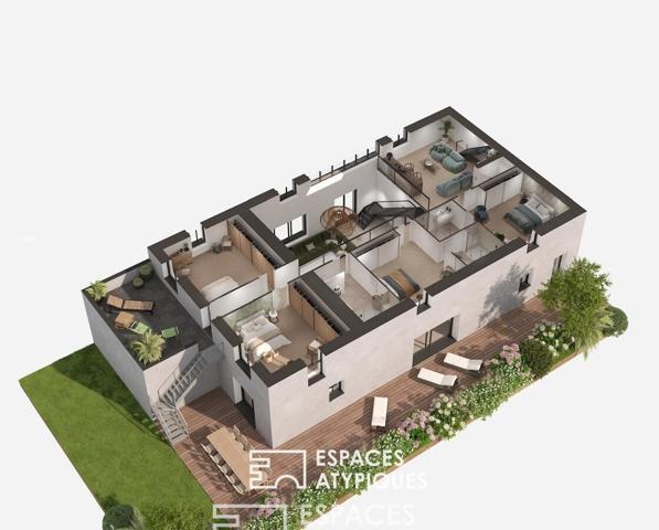 Loft contemporain face au Blavet avec piscine et toit-terrasse