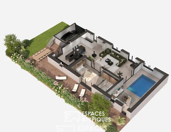 Loft contemporain face au Blavet avec piscine et toit-terrasse