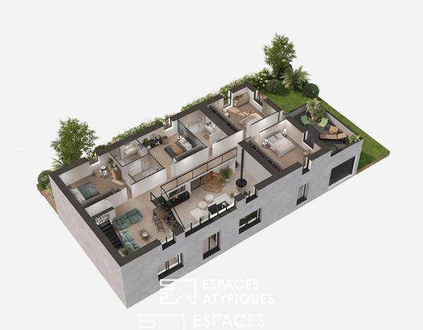 Loft contemporain face au Blavet avec piscine et toit-terrasse