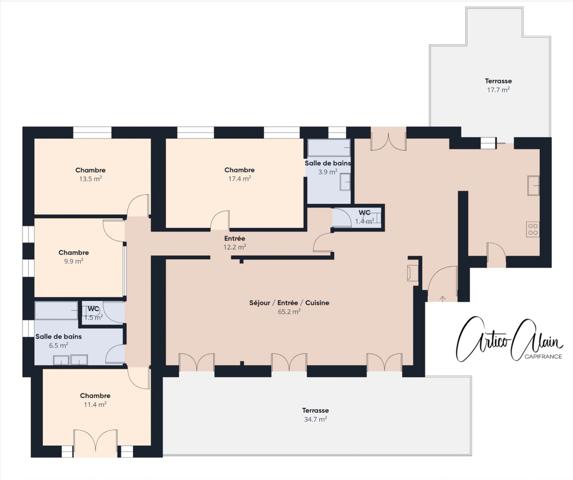 Maison de plain pied de 146 m² sur un terrain de 1000 m² environ