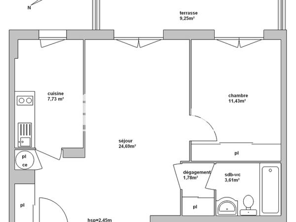 Location Appartement 2 pièces 49.24 m² - 77 ROUTE DU CHAMBON Marsac Sur L'isle 24430