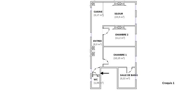 Appartement 53 m2 rue Chaptal
