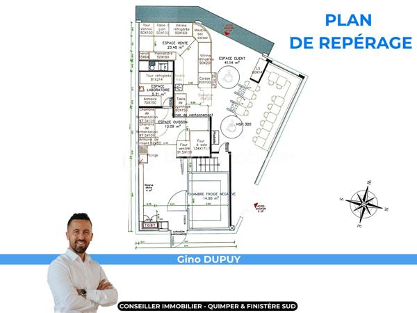 QUIMPER – GALERIE COMMERCIALE MAJEURE – EMPLACEMENT N°1 À L’ENTRÉE – ENVIRON 118 M² – RESTAURATION RAPIDE / SNACKING / TERMINAL DE CUISSON – VENTE SUR PLACE ET À EMPORTER – 22 PLACES INTÉRIEURES + TERRASSE – ÉQUIPE EN PLACE – BAIL RENOUVELÉ JUSQU’EN 2034 – CLÉ EN MAIN.

**** Emplacement stratégique – visibilité intérieure et extérieure – outil immédiatement exploitable – activité établie – transmission pour départ en retraite. ****

Gino DUPUY vous propose, à Quimper, la cession de ce fonds de commerce bénéficiant d’un emplacement de premier ordre au sein de l’une des principales galeries commerciales de l’agglomération.

Positionné directement à l’entrée du bâtiment, le commerce profite d’une excellente visibilité depuis les flux de la galerie mais également depuis l’extérieur, avec un espace terrasse en façade et la présence immédiate de nombreuses enseignes nationales génératrices de fréquentation.

L’activité actuellement exploitée associe restauration rapide, snacking, terminal de cuisson, pain, viennoiserie et pâtisserie, avec consommation sur place et vente à emporter, conformément à la destination commerciale prévue au bail.

UN OUTIL DE TRAVAIL CLÉ EN MAIN

Le local développe une surface contractuelle d’environ 118 m² et a bénéficié d’un aménagement complet réalisé par architecte.
Sa conception permet une organisation rationnelle des différents flux de travail avec notamment :

un vaste espace clientèle 
un espace de vente et de présentation 
une zone de préparation et de cuisson 
un laboratoire 
une chambre froide négative 
des espaces de stockage et réserve 
sanitaires 
ainsi que des espaces dédiés au personnel avec bureau, vestiaire et WC.

Le plan d’aménagement distingue notamment un espace clientèle d’environ 41 m², un espace de vente d’environ 23 m², une zone cuisson, un laboratoire et une chambre froide négative.
La salle permet actuellement d’accueillir 22 personnes assises à l’intérieur, complétées par environ 6 places en terrasse extérieure.
L’ensemble constitue un outil professionnel cohérent, fonctionnel et immédiatement exploitable, permettant à un repreneur d’assurer une continuité d’activité sans avoir à recréer intégralement son outil de production.

UNE ACTIVITÉ EXISTANTE ET STRUCTURÉE

Le fonds bénéficie d’un historique commercial établi, avec un chiffre d’affaires supérieur à 400 000 € sur chacun des trois derniers exercices.
L’établissement dispose actuellement de 3 salariés en CDI, permettant au futur repreneur de bénéficier d’une équipe déjà constituée et connaissant l'exploitation.
Le positionnement du commerce, son accessibilité, les flux générés par la galerie et les grandes enseignes environnantes offrent également d'importantes possibilités de développement, selon le concept et la stratégie du futur exploitant.

BAIL COMMERCIAL

Le bail commercial a été renouvelé pour une durée de 10 ans à compter du 1er avril 2024, offrant une visibilité locative à long terme au repreneur.

UNE CESSION DANS LE CADRE D’UN DÉPART EN RETRAITE

La vente intervient dans le cadre du prochain départ en retraite des gérants.

Afin de faciliter la reprise et d'assurer une transmission dans les meilleures conditions, un accompagnement du futur exploitant pourra être envisagé lors de la passation.

Une opportunité particulièrement adaptée à un professionnel souhaitant reprendre un établissement déjà opérationnel, à une enseigne recherchant une implantation stratégique à Quimper ou à un porteur de projet souhaitant disposer immédiatement d’un outil de travail structuré.

Dossier comptable, éléments du bail et informations complémentaires disponibles sur demande après qualification du projet acquéreur.

PLAN ET AGENCEMENT EN FIN D'ANNONCE

- - - Visite uniquement sur rendez-vous - - -

Contact : Gino DUPUY - BSK Immobilier
Votre Conseiller Immobilier sur Quimper et alentours.
Avis de valeur OFFERT dans tout le Finistère Sud.

_________________________________________________

VENTE IMMOBILIÈRE – QUIMPER & Alentours
Échangeons sur votre projet, sans engagement, pour définir la meilleure stratégie de vente.

APPORTEURS D'AFFAIRES
Vous connaissez quelqu'un qui souhaite vendre ou acheter ? Un simple message suffit pour initier un contact, je m'occupe du reste.
Rémunération attractive.

COLLABORATION INTERCABINET
Discutons volontiers d'un partage de mandat ou d'un acheteur en recherche.
_________________________________________________

Honoraires charge vendeur : aucun frais d'agence pour vous.
Le prix affiché est votre prix final hors frais de notaire.
