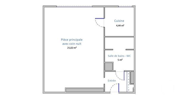 Appartement F1 à vendre  1 pièce - 34,10 m2 ASNIERES SUR SEINE - 92