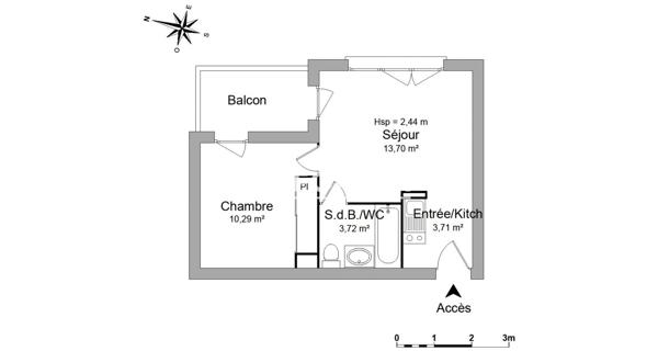 Location Appartement 2 pièces 31.42 m² - Toulouse 31400