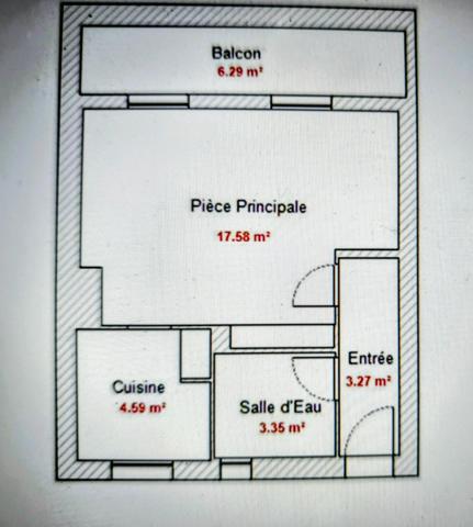 Grand T1 bis de 29 M2 avec Balcon - avec TRAVAUX