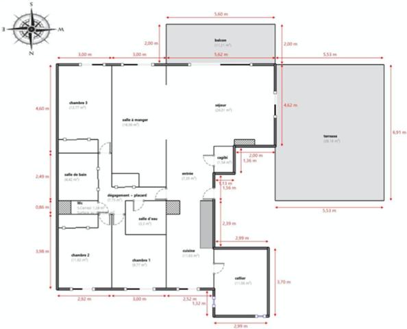 Appartement à vendre 5 pièces de 128 m²