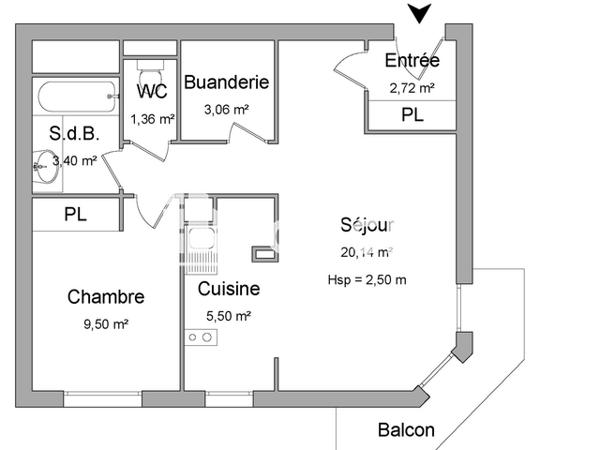 Location Appartement 2 pièces 45.71 m² - 5/7 ALLEE CORBIERE Castres 81100
