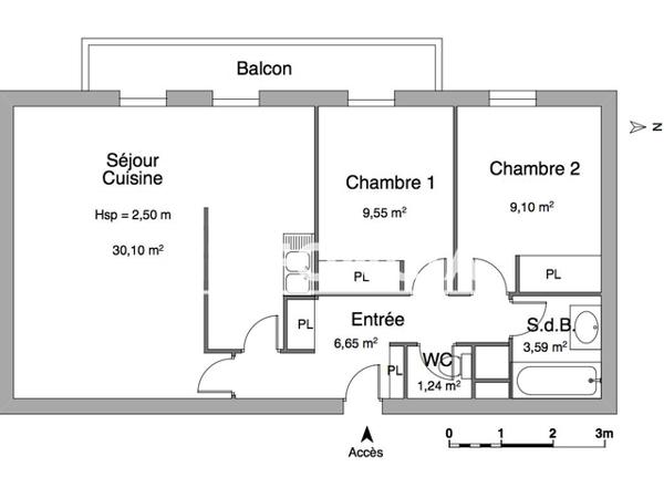 Location Appartement 3 pièces 60.23 m² - 49 RUE HILAIRE COLOMBEL Le Havre 76600