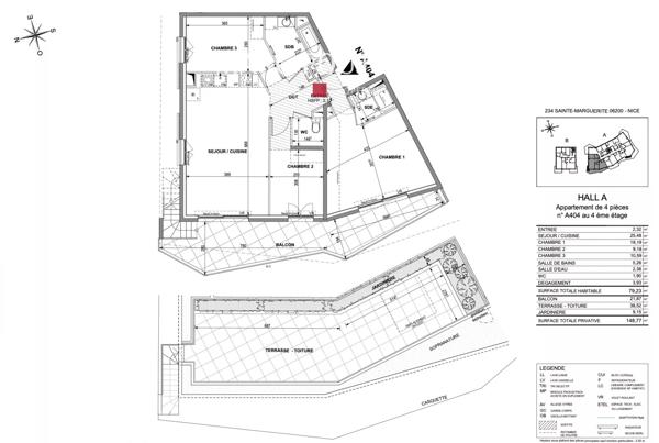 Nice Sainte-Marguerite – Penthouse 4 pièces avec double box et piscine