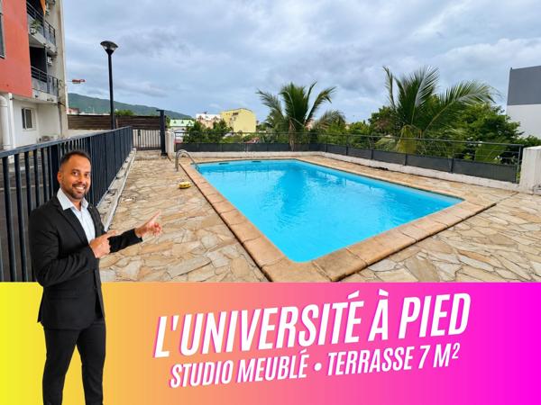 Meublé & Terrasse Privative — Studio 23 m² + 7 m² de terrasse à louer — Sainte-Clotilde Saint-Denis — 675 €/mois CC