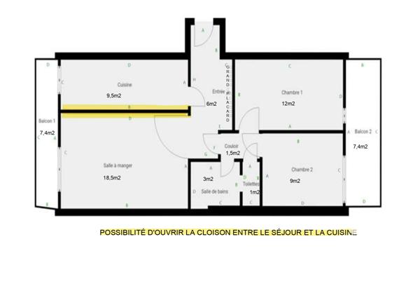 Appartement à vendre 3 pièces 63 m² Créteil