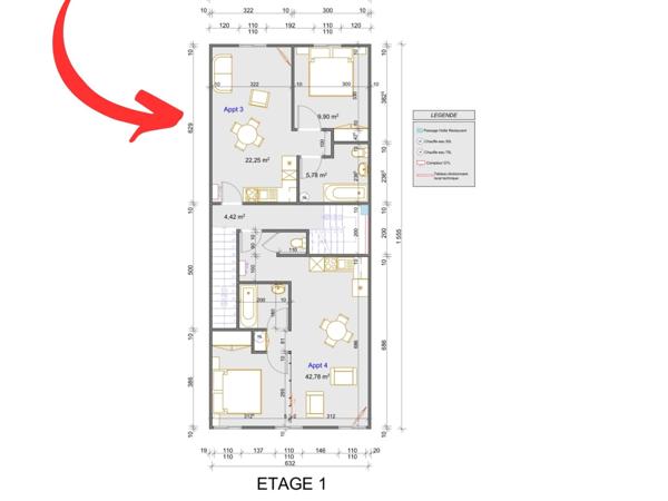 Appartement à SAINT-GENGOUX-LE-NATIONAL, 71460 - 2 pièces 38m²