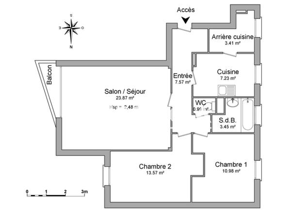 Location Appartement 3 pièces 71.07 m² - 3 BIS RUE SAINT SEBASTIEN Saint Renan 29290