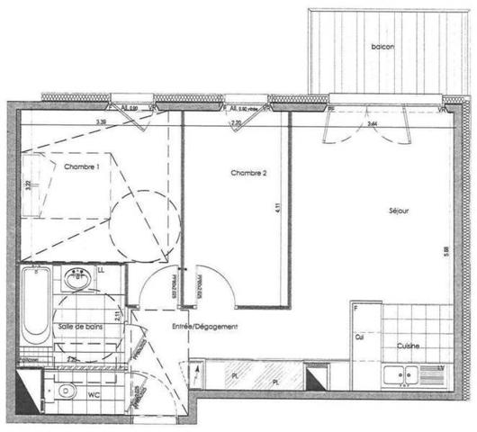 Appartement 3 pièces - 44800 Saint-Herblain