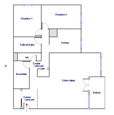 Grand appartement T3 de 83 m2 avec balcon et garage fermé.