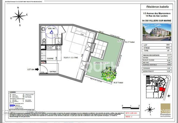 Location : appartement T1 à VILLIERS SUR MARNE