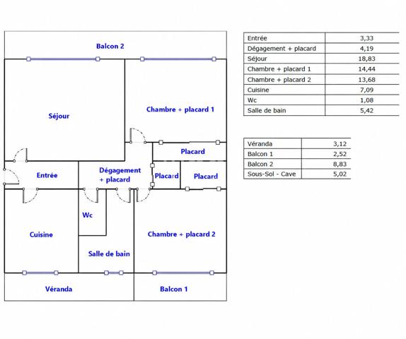 T3 traversant 68 m² + Parking - La Chamberte Montpellier