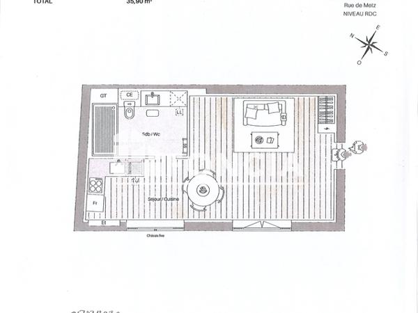 Location Studio 35.9 m² - 14/16 RUE DE METZ Nancy 54000