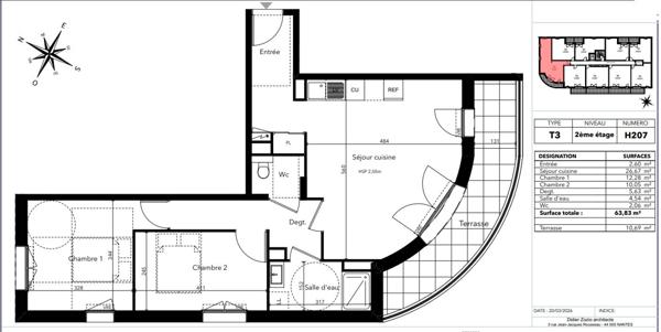 Appartement NEUF T3 destiné aux séniors à Avrillé